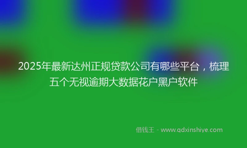 2025年最新达州正规贷款公司有哪些平台，梳理五个无视逾期大数据花户黑户软件