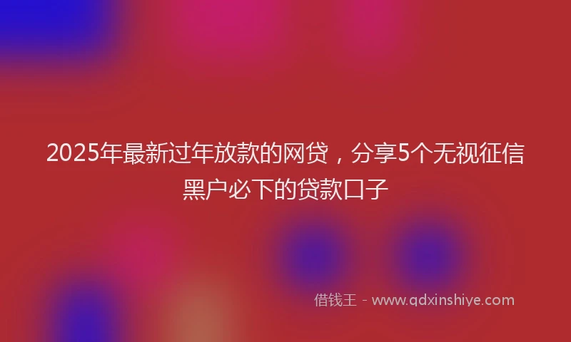 2025年最新过年放款的网贷，分享5个无视征信黑户必下的贷款口子