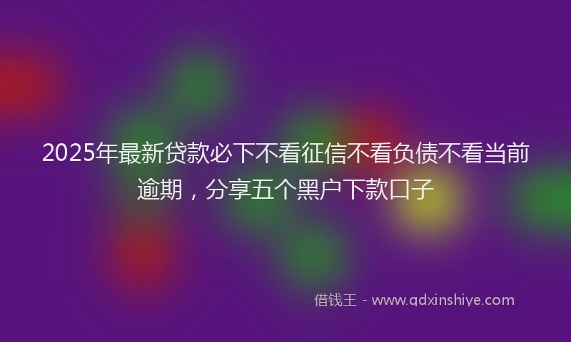 2025年最新贷款必下不看征信不看负债不看当前逾期，分享五个黑户下款口子