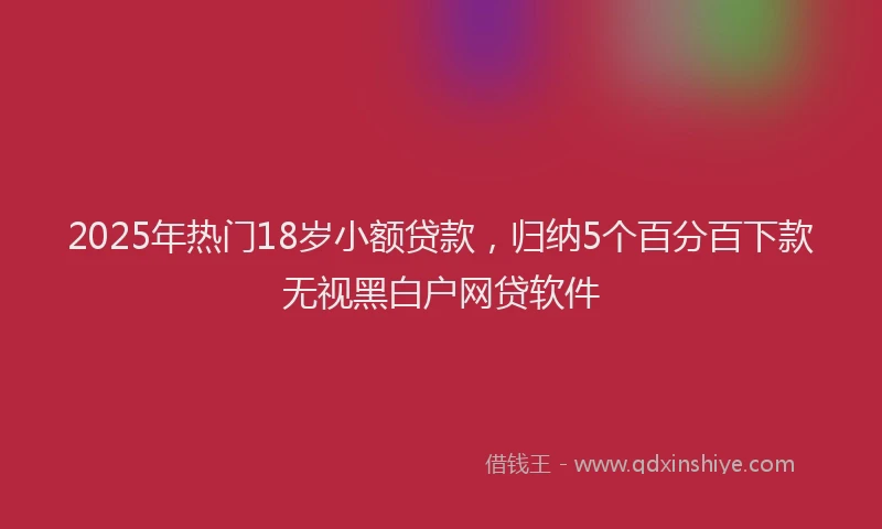 2025年热门18岁小额贷款，归纳5个百分百下款无视黑白户网贷软件