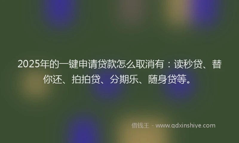 2025年的一键申请贷款怎么取消有：读秒贷、替你还、拍拍贷、分期乐、随身贷等。