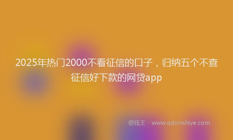 2025年热门2000不看征信的口子，归纳五个不查征信好下款的网贷app