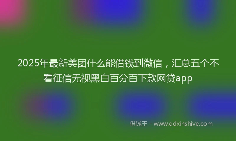2025年最新美团什么能借钱到微信，汇总五个不看征信无视黑白百分百下款网贷app