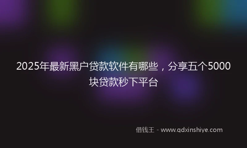 2025年最新黑户贷款软件有哪些，分享五个5000块贷款秒下平台