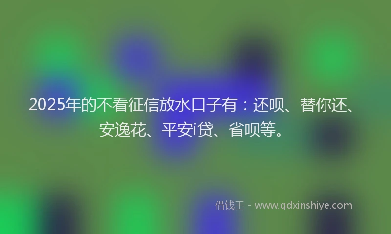 2025年的不看征信放水口子有：还呗、替你还、安逸花、平安i贷、省呗等。