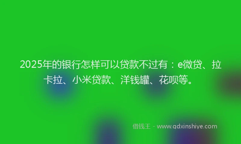 2025年的银行怎样可以贷款不过有：e微贷、拉卡拉、小米贷款、洋钱罐、花呗等。