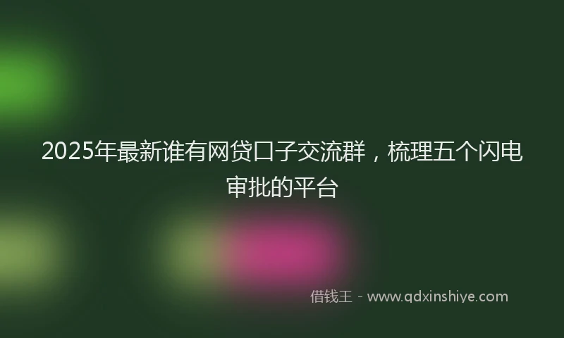 2025年最新谁有网贷口子交流群，梳理五个闪电审批的平台