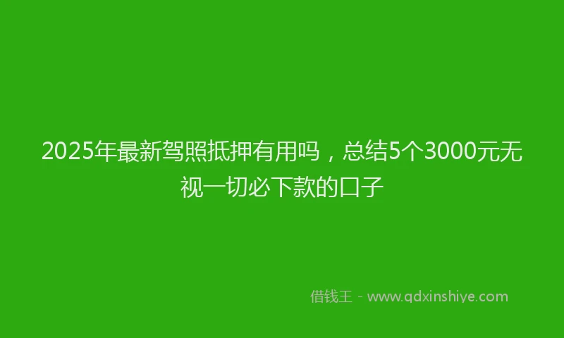 2025年最新驾照抵押有用吗，总结5个3000元无视一切必下款的口子