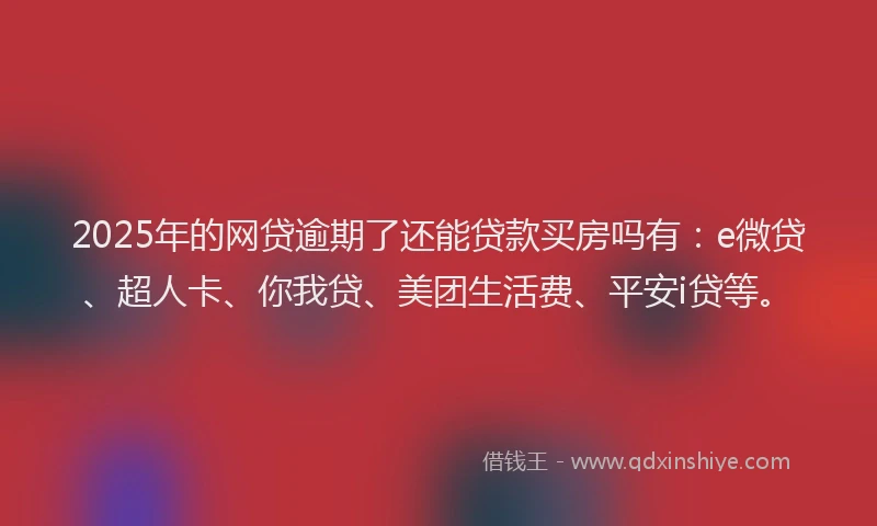 2025年的网贷逾期了还能贷款买房吗有：e微贷、超人卡、你我贷、美团生活费、平安i贷等。