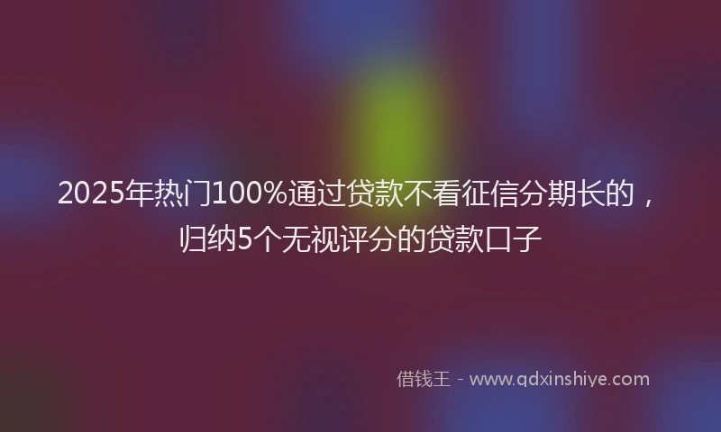 2025年热门100%通过贷款不看征信分期长的，归纳5个无视评分的贷款口子