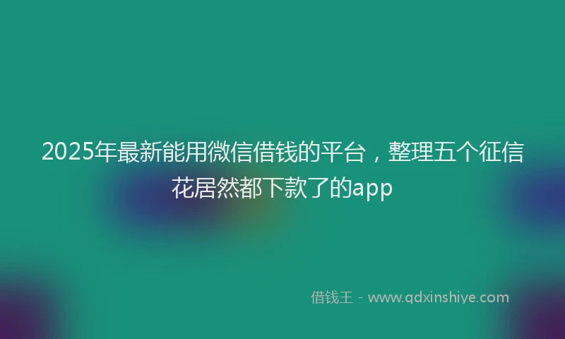 2025年最新能用微信借钱的平台，整理五个征信花居然都下款了的app