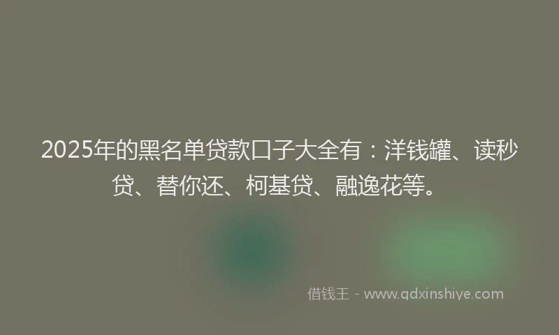 2025年的黑名单贷款口子大全有：洋钱罐、读秒贷、替你还、柯基贷、融逸花等。
