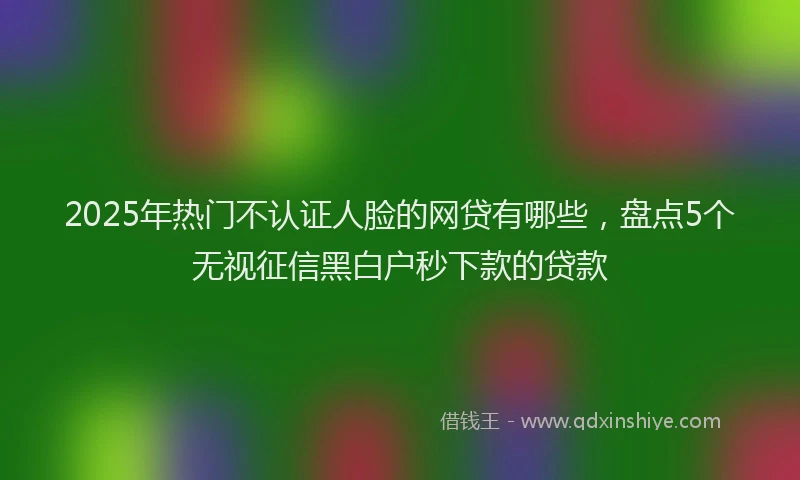 2025年热门不认证人脸的网贷有哪些，盘点5个无视征信黑白户秒下款的贷款