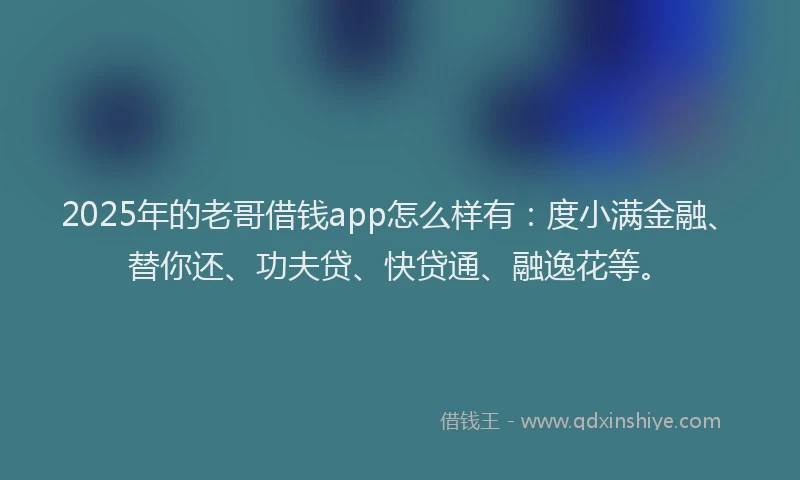 2025年的老哥借钱app怎么样有：度小满金融、替你还、功夫贷、快贷通、融逸花等。