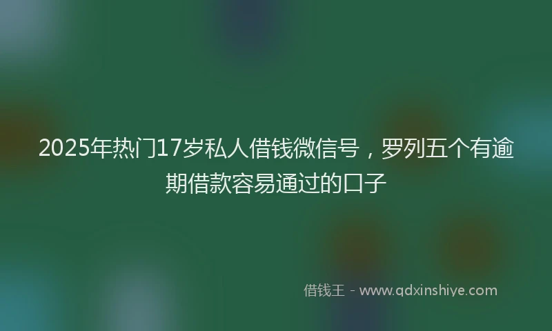 2025年热门17岁私人借钱微信号，罗列五个有逾期借款容易通过的口子