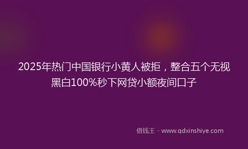 2025年热门中国银行小黄人被拒，整合五个无视黑白100%秒下网贷小额夜间口子