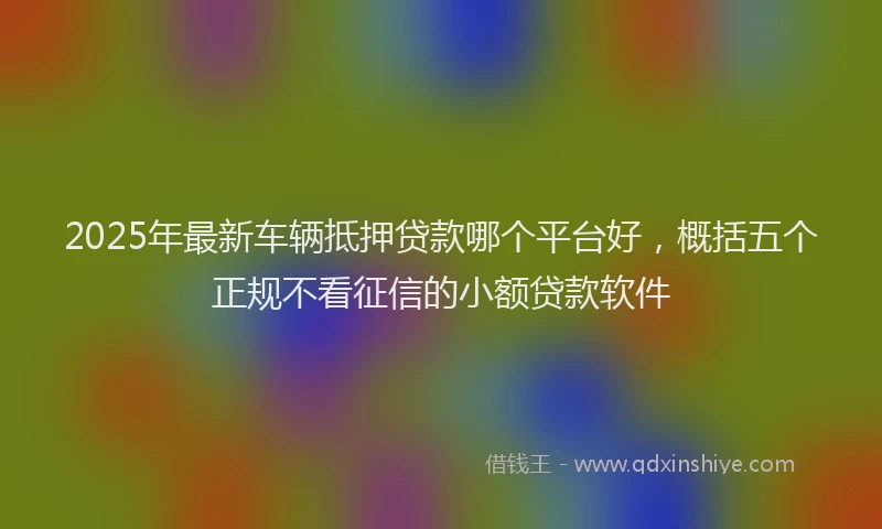 2025年最新车辆抵押贷款哪个平台好，概括五个正规不看征信的小额贷款软件