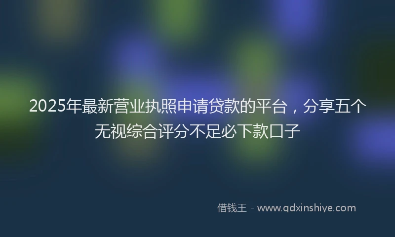 2025年最新营业执照申请贷款的平台，分享五个无视综合评分不足必下款口子