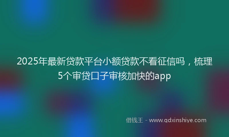 2025年最新贷款平台小额贷款不看征信吗，梳理5个审贷口子审核加快的app