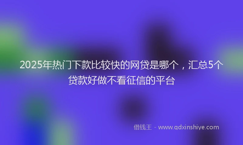 2025年热门下款比较快的网贷是哪个，汇总5个贷款好做不看征信的平台