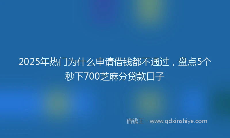 2025年热门为什么申请借钱都不通过，盘点5个秒下700芝麻分贷款口子