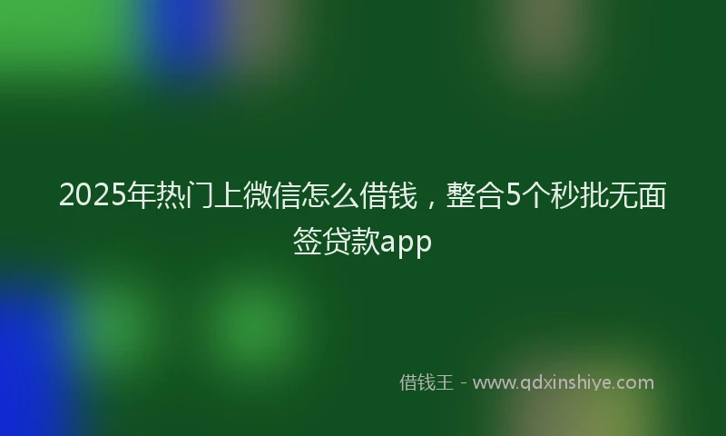 2025年热门上微信怎么借钱，整合5个秒批无面签贷款app