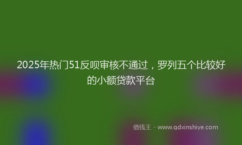 2025年热门51反呗审核不通过，罗列五个比较好的小额贷款平台