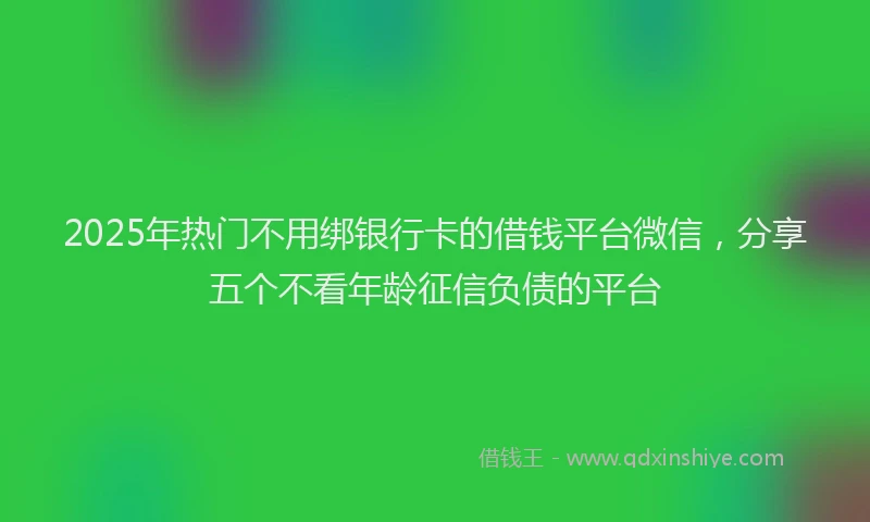 2025年热门不用绑银行卡的借钱平台微信，分享五个不看年龄征信负债的平台