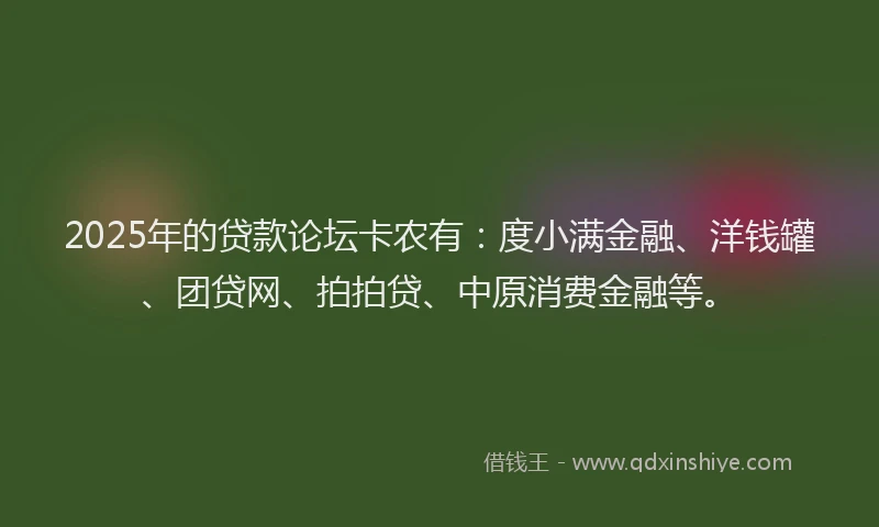 2025年的贷款论坛卡农有：度小满金融、洋钱罐、团贷网、拍拍贷、中原消费金融等。