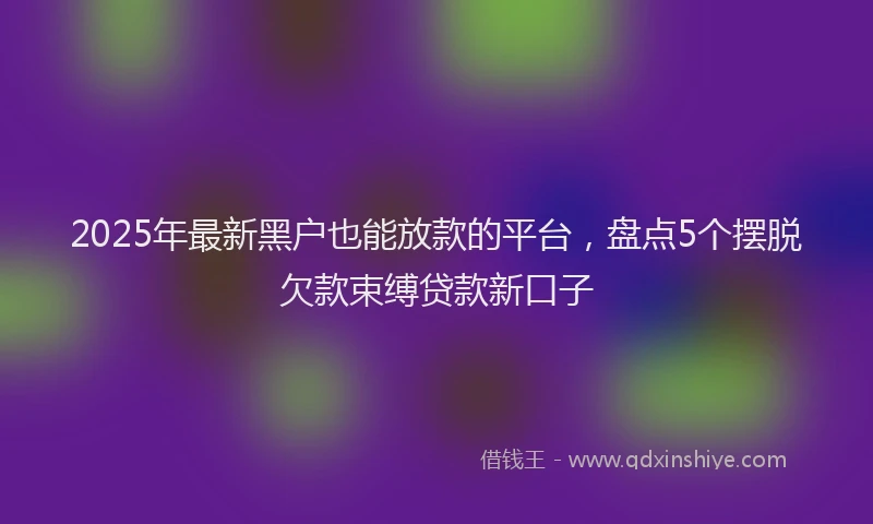 2025年最新黑户也能放款的平台，盘点5个摆脱欠款束缚贷款新口子