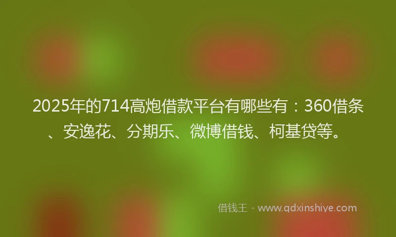 2025年的714高炮借款平台有哪些有：360借条、安逸花、分期乐、微博借钱、柯基贷等。