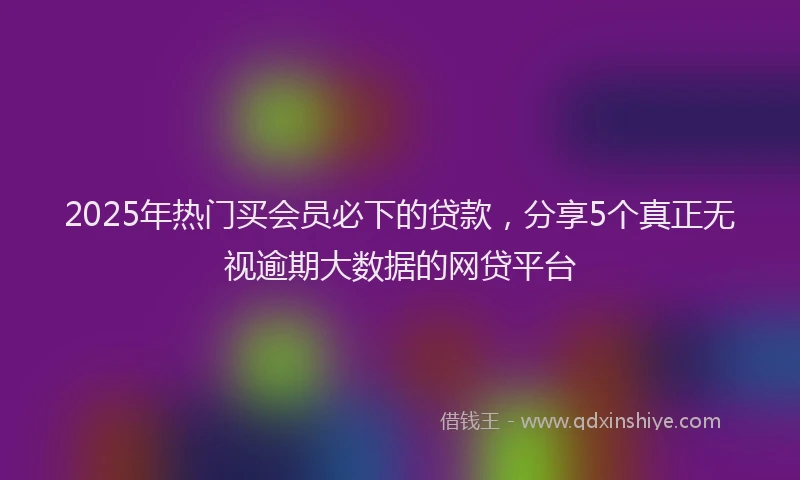 2025年热门买会员必下的贷款，分享5个真正无视逾期大数据的网贷平台