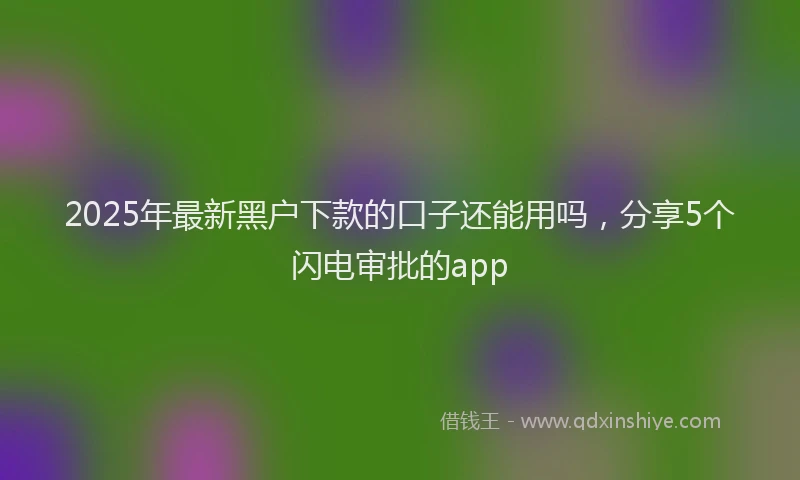 2025年最新黑户下款的口子还能用吗，分享5个闪电审批的app