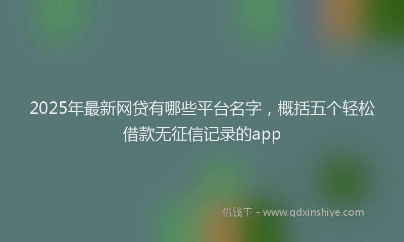 2025年最新网贷有哪些平台名字，概括五个轻松借款无征信记录的app