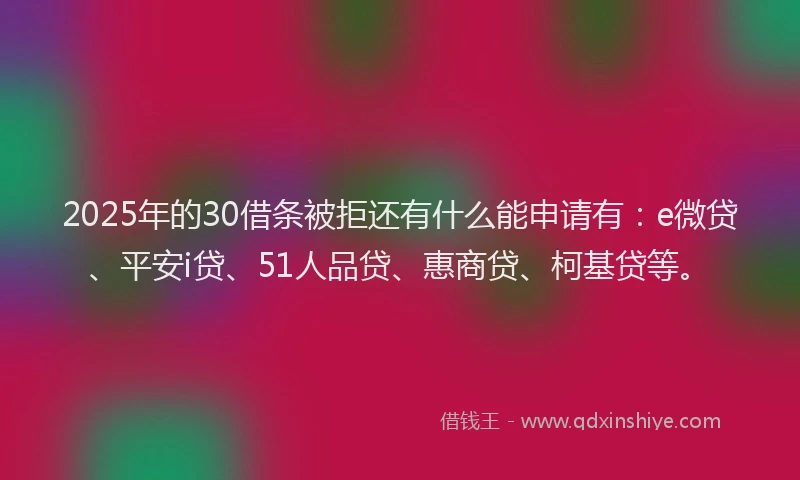 2025年的30借条被拒还有什么能申请有：e微贷、平安i贷、51人品贷、惠商贷、柯基贷等。