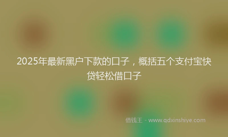 2025年最新黑户下款的口子，概括五个支付宝快贷轻松借口子
