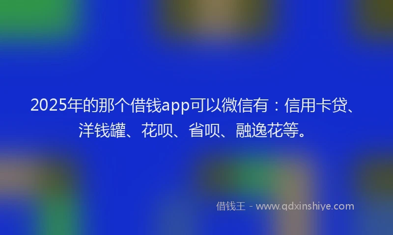 2025年的那个借钱app可以微信有：信用卡贷、洋钱罐、花呗、省呗、融逸花等。
