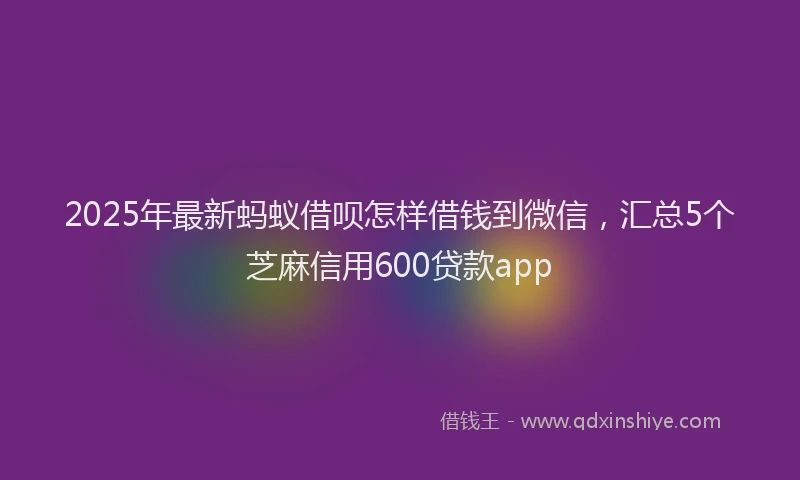 2025年最新蚂蚁借呗怎样借钱到微信，汇总5个芝麻信用600贷款app