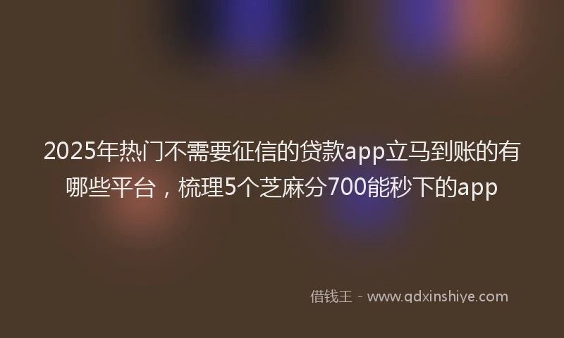 2025年热门不需要征信的贷款app立马到账的有哪些平台，梳理5个芝麻分700能秒下的app