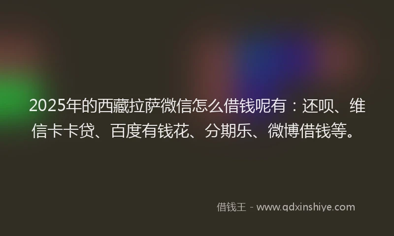 2025年的西藏拉萨微信怎么借钱呢有：还呗、维信卡卡贷、百度有钱花、分期乐、微博借钱等。