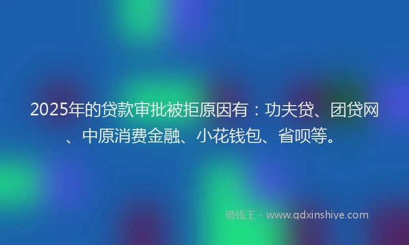 2025年的贷款审批被拒原因有：功夫贷、团贷网、中原消费金融、小花钱包、省呗等。