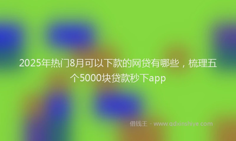 2025年热门8月可以下款的网贷有哪些，梳理五个5000块贷款秒下app