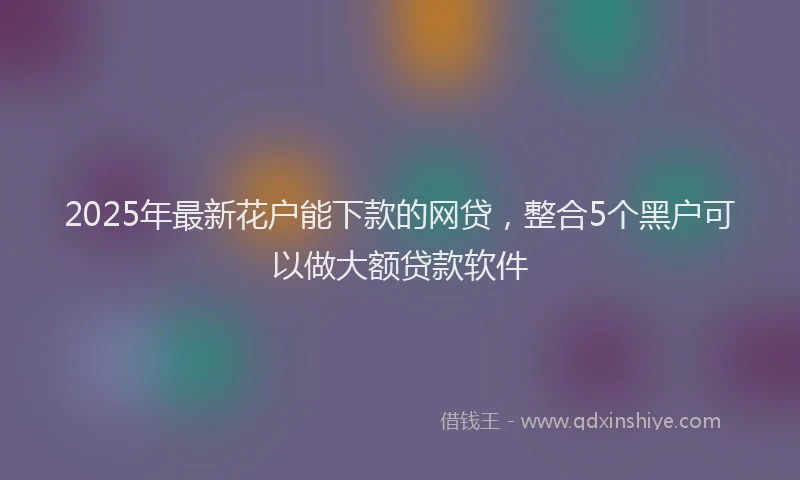 2025年最新花户能下款的网贷，整合5个黑户可以做大额贷款软件