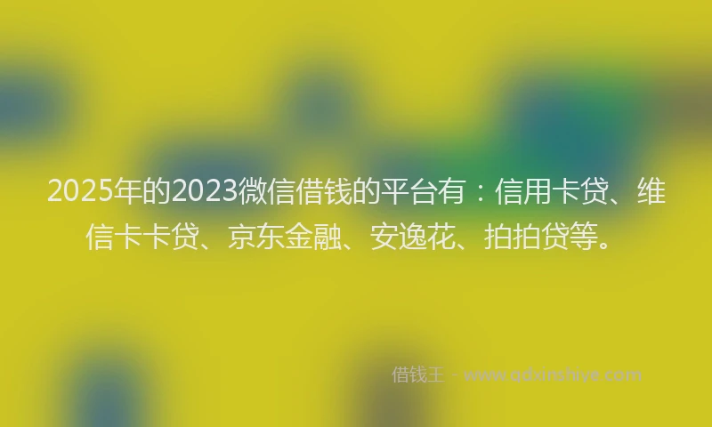 2025年的2023微信借钱的平台有：信用卡贷、维信卡卡贷、京东金融、安逸花、拍拍贷等。