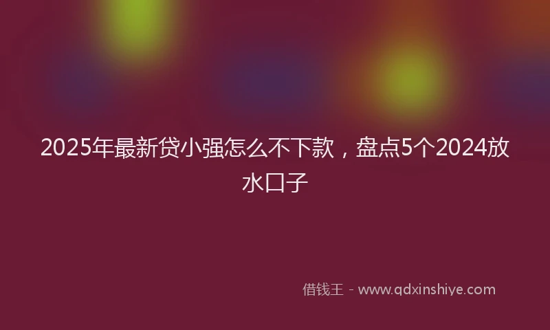 2025年最新贷小强怎么不下款，盘点5个2024放水口子