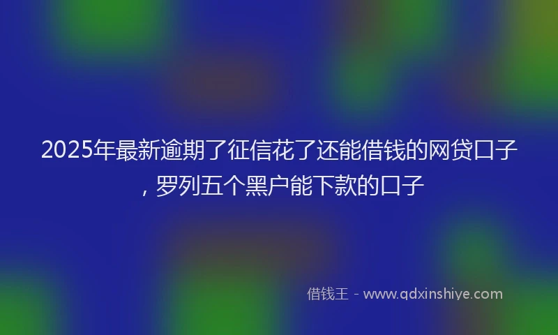 2025年最新逾期了征信花了还能借钱的网贷口子，罗列五个黑户能下款的口子