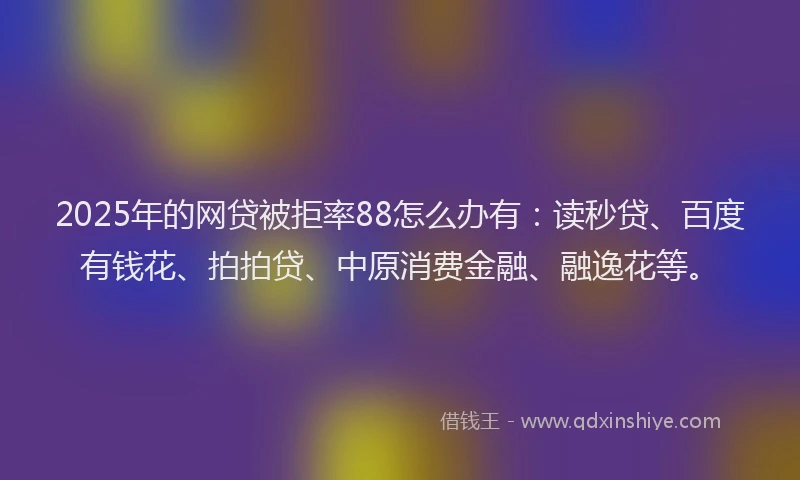 2025年的网贷被拒率88怎么办有：读秒贷、百度有钱花、拍拍贷、中原消费金融、融逸花等。
