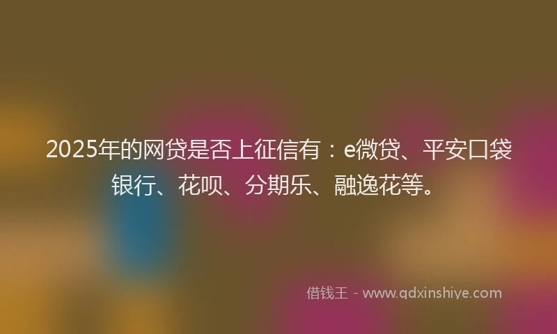 2025年的网贷是否上征信有：e微贷、平安口袋银行、花呗、分期乐、融逸花等。