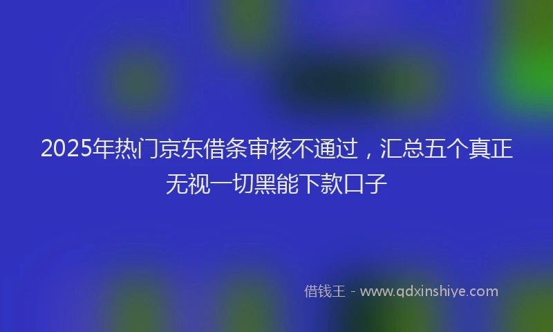 2025年热门京东借条审核不通过，汇总五个真正无视一切黑能下款口子