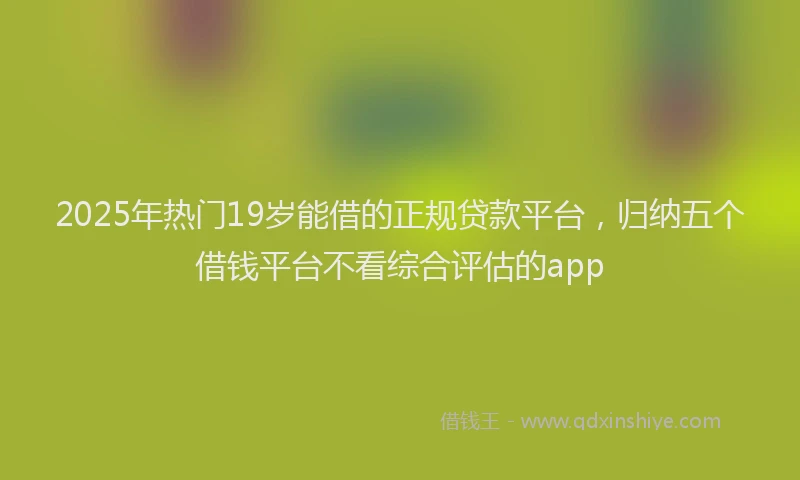 2025年热门19岁能借的正规贷款平台，归纳五个借钱平台不看综合评估的app
